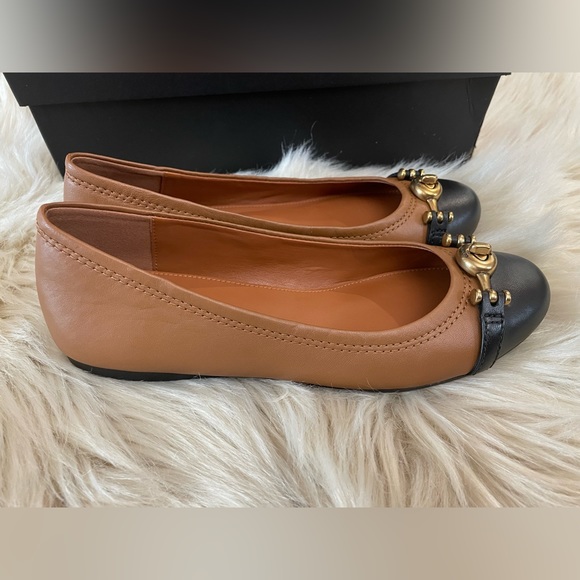 Brand New COACH Leila Flats - Saddle Brown and Black - Size 5B - Picture 7 of 9